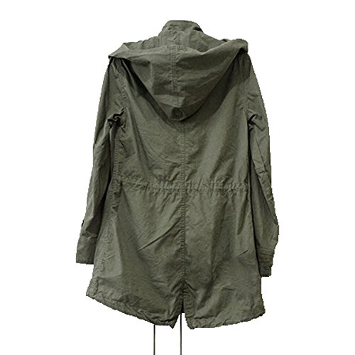 New Women`s Hooded Drawstring Military Jacket Parka Coat Army Green (S