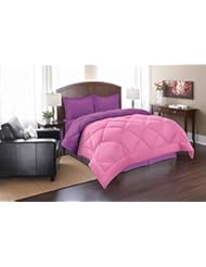 Home: Elegant Comfort ? Goose Down Alternative Reversible 2pc Comforter Set- Available In A Few Sizes And Colors , Twin, Pink/Purple - Elegant Comfort
