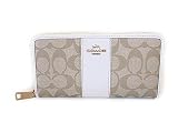 Coach コーチ ジッパーラウンド 長財布 シグネチャー PVC レザー アコーディオン ジップ 52859 ライトカーキ/ホワイト【新品】COACH F52859