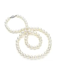 18" AA+ Akoya Cultured Pearl Necklace 6X6.5mm with 14K Gold Clasp