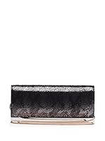Elena Blanca Clutch (Negro Brillo)