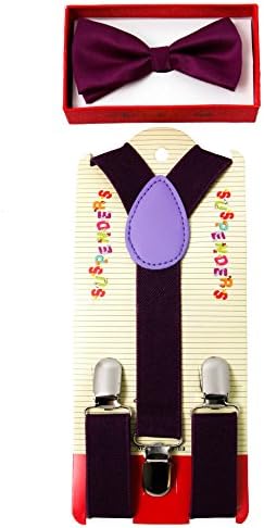 Brand New 2015 Kids Unisex Fashion Purple Suspenders Bow Tie Combo