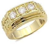 14K Gold Plated Past Present Future Men's CZ Ring