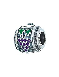 Zable (tm) Sterling Silver Wine Barrel Pandora Compatible Bead / Charm