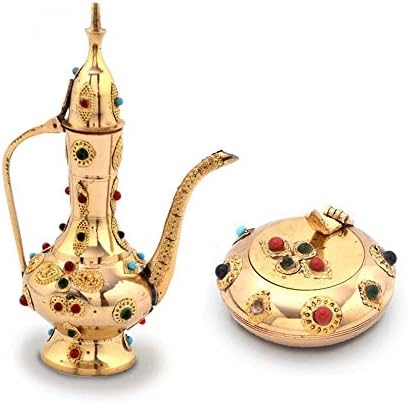 Jaipur Raga Antique Gemstone Work Brass Surahi And Stylish Ash Tray 6 X 9