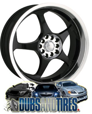Akita Racing AK-90 (Series 490) Black with Machined Lip - 18 x 7.5 Inch Wheel