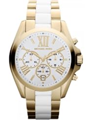 Michael Kors MK5743 bradshaw chrono white dial stainless steel women watch NEW