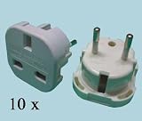 UNITED KINGDOM 3-Pin an die europäischen (Schuko) 2-Pin Earthered Reise-Adapter x 10 Produktbild