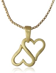 Gold Plated Double Hearts Pendant Necklace, 18"