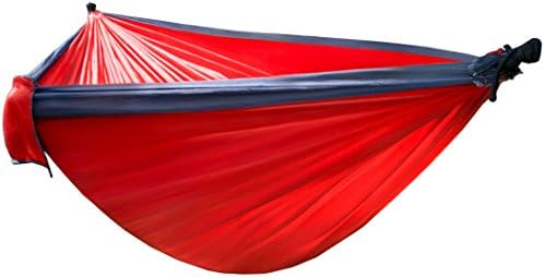 Ultralight Two Person Camping Hammock - Parachute Nylon Double Backpacking Hammock in Classic Red - Includes Ropes and Carabiners!