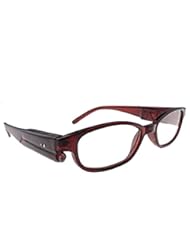 Office Product: Brown Super Bright Handsfree Finger Touch Switch On/Off LED Light Presbyopia Reading Eyeglasses +2.50 w/ Carrying Case - Presbyopic Glasses