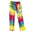 Bright Colorful Rainbow Tie Dye Novelty Print Jersey cotton pants for lounging, sleep, sports. Unisex relaxed fit, tie cord waist