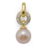 Freshwater Pearl Pendant with Diamond in 14K Yellow Gold
