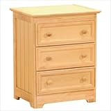 Atlantic Furniture C-71305 Manhattan Three Drawer Nightstand in Natural Map ....