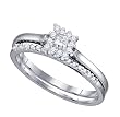 Stunning 2pc. 10k. White Gold Genuine Diamond Bridal Set w/ Princess Center Stone " Size 7 "