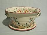 New Debco Stoneware Pottery Floral Berry Bowl w/ Plate - 8 X 4