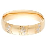 14k Gold Filled Etched Flower Design Bracelet