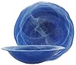 Colorful Recycled Art Glass Cobalt Blue Small Lip Bowl 12.5"D