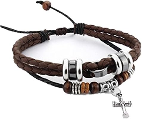 Man Bracelets Hand-woven Leather Multilayer Cord Fashion Jewelr Minimalist Punk Style Boyfriend Gifts (Bracelets, 1)