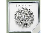 Liz Claiborne Crystal Spray Pin SILVER-TONE