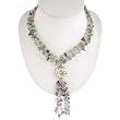 EXP Handmade Purple / Blue Fluorite Lariat Necklace With Etched Silver Accent Bead
