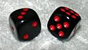 Rare Vintage Black Deluxe Opaque French Bakelite Dice Pair