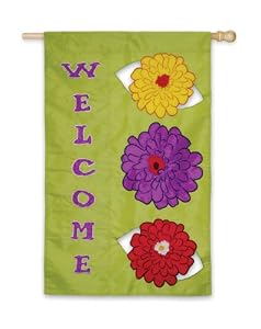 Zinnia Welcome Regular Size Applique Flag