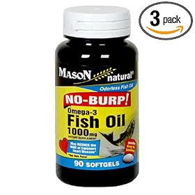 Mason Natural Omega-3 Fish Oil, 1000 mg, 90 Softgels (Pack of 3)