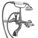 American Bath Factory F1-1120-SN-F9-9300-KL-SN F1-1120 Wall Mount Bathtub Faucet, Krystal Lever Hand