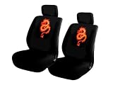 A Set of 2 Universal Fit Low Back Bucket Seat Cover with Separate Adjustable Headrest - Dragon Red