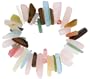7" Stretch Elastic Nylon Band Bracelet, w/ Natural Rose Quartz, Moss Agate, Aventurine & Gold Sand Stones