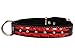Genuine Leather Braided Studded Dog Collar,Red on Black 1.25