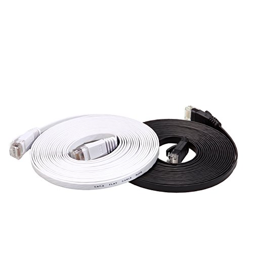 Cat6 Ethernet Cable Flat 15ft (Black and White )(At a Cat5e Price but Higher Bandwidth) Internet Network Cable - Cat 6 Ethernet Patch Cable Short - Computer Cable With Snagless RJ45 Connectors Cat6 Ethernet Cable Flat 15ft (Black and White )(At a Cat5e Price but Higher Bandwidth) Internet Network Cable - Cat 6 Ethernet Patch Cable Short - Computer Cable With Snagless RJ45 Connectors