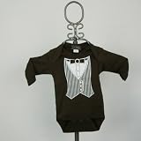 Brown Tuxedo Vest Infant Bodysuit - Long Sleeve Size: 0-3 months