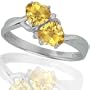 10k White Gold Citrine and Diamond Heart Ring (.02 cttw, I-J Color, I1 Clarity), Size 7