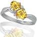10k White Gold Citrine and Diamond Heart Ring (.02 cttw, I-J Color, I1 Clarity)