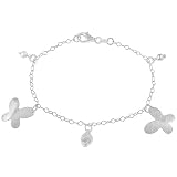 Sterling Silver Butterfly and Ball Charm Bracelet