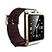 Aberobay GV08s MultiFunction All-in-1 Update Smart Watch 1.5 inch IPS Screen 2.0M camera Bluetooth Pedometer Watch Cell Phone Smart Watch Sync to Android IOS iphone Smart Phone-Coffee + Golden