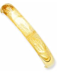 14K Gold 7/16 Oversize Lazer Cut Hinged Bangle Bracelet