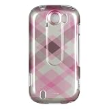 Crystal Pastel Pink Silver Checker Design Protector Hard Cover Case for HTC MYTOUCH 4G SLIDE / DOUBLESHOT (T-Mobile) + LUXMO Brand Travel Charger