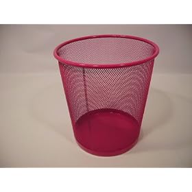 OSCO PINK METAL MESH WASTE PAPER OFFICE BIN 27 CM HIGH