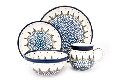 Polish Pottery Rustic Pines 4 Piece Dinner Set