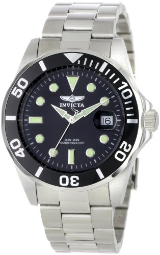 Invicta Men's 0590 Pro Diver Collection Black Dial Stainless Steel Watch