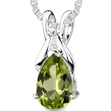 1.25 cts Pear Shape Peridot Pendant in Sterling Silver