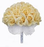 Yellow Silk Rose Hand Tie (3 Dozen Roses) - Wedding Bouquet