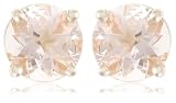 14k White Gold 5mm Morganite Round Stud Earrings