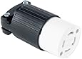 Cooper Wiring Devices L1430C 30-Amp 125/250-Volt Hart-Lock Industrial Grade Connector with Safety Grip, Black and White