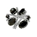 Sterling Silver Marcasite Onyx Geometric Pin