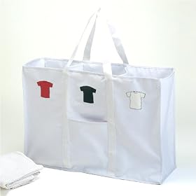<b>Hamper Tote - 3 Section Laundry Organizer in White</b>