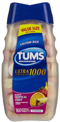 Tums Ultra Strength 1000 Antacid Tablets, Tropical Assorted Fruit, 160-Count Bottles (Pack of 2)